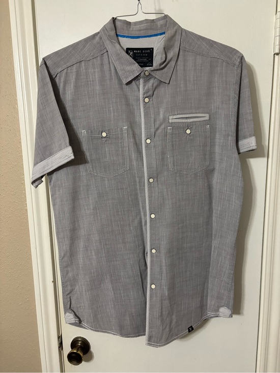 Marc Ecko Other - Marc Ecko Cut & Sew Gray Short Sleeve Snap Shirt - L